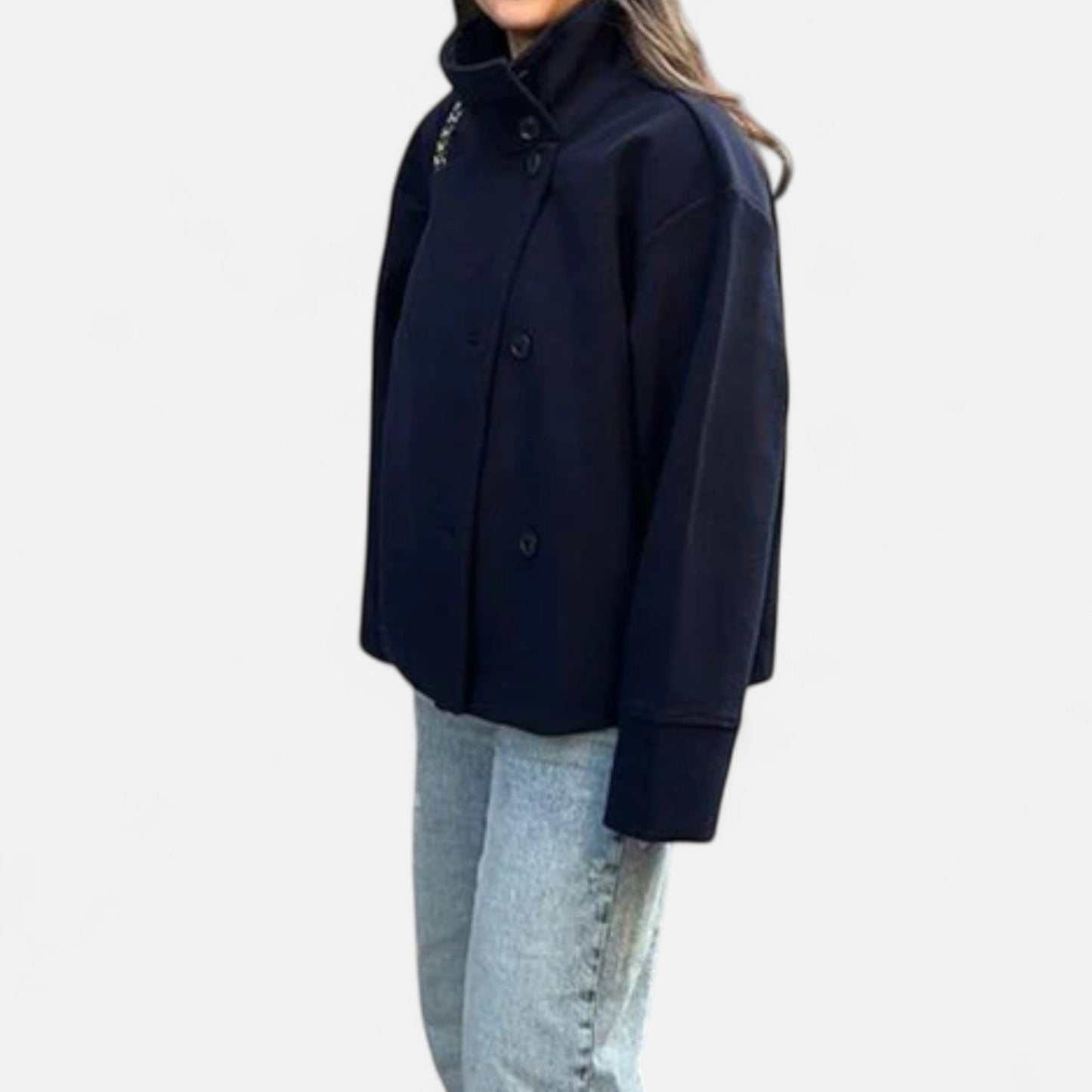 Damen Kurzmantel Hoher Kragen Chic