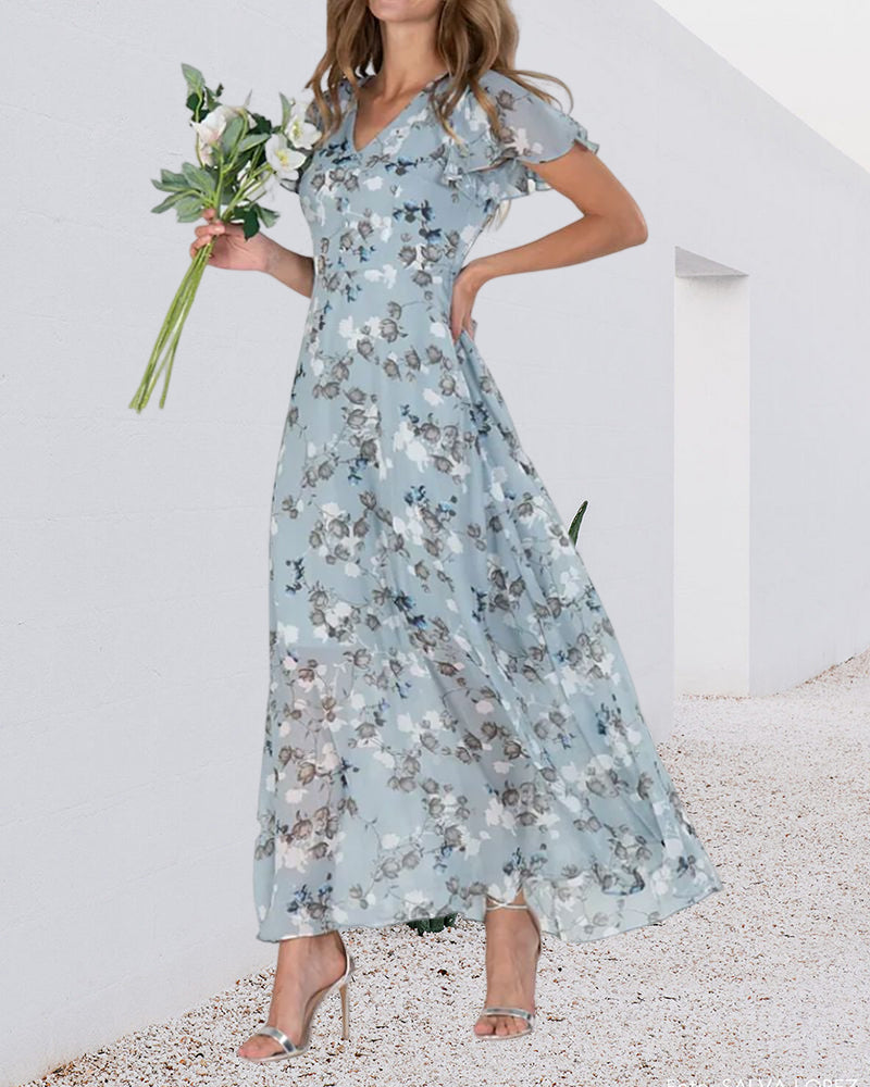 Chiffonkleid mit Rüschen