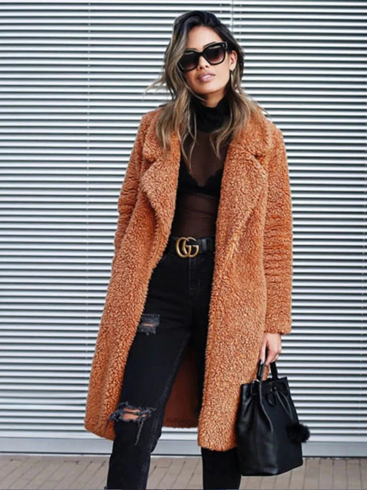 Weicher Oversize-Teddy-Langmantel für Frauen | Warmer und weicher Wintermantel