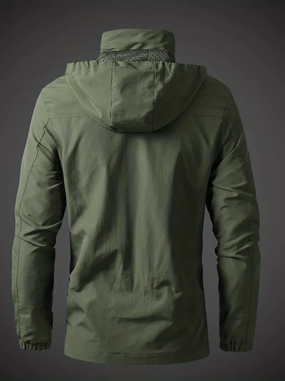 Capa de chuva à prova d'água masculina e bolsos de zíper ao ar livre