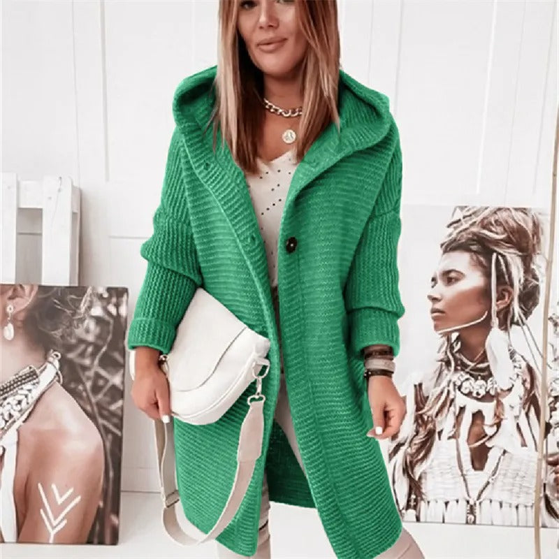 Cardigan da mulher elegante com capuz - estilo Caxemira