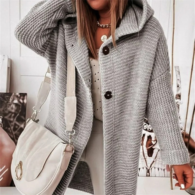 Cardigan da mulher elegante com capuz - estilo Caxemira
