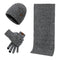 Conjunto casual de inverno com gorro, cachecol e luvas para homem