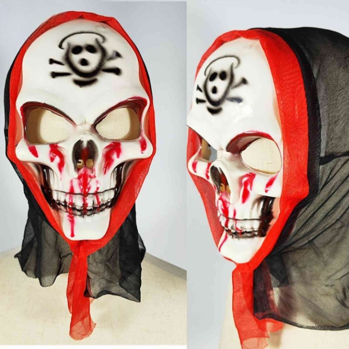Conjunto Grimora | acessórios para Halloween capa, máscaras esqueleto e foice