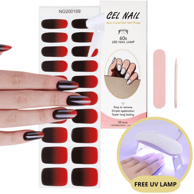 Set of nail gel stickers with UV lamp