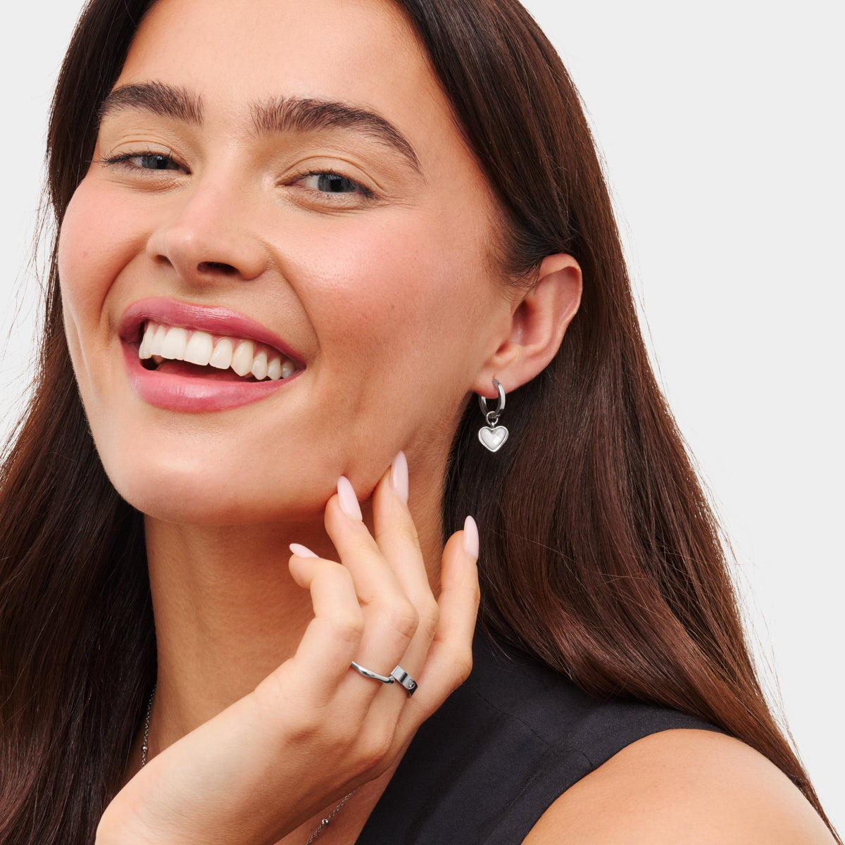 Boucles d'oreilles cœur de quartz blanc (argent)