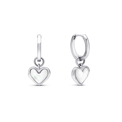 Boucles d'oreilles cœur de quartz blanc (argent)