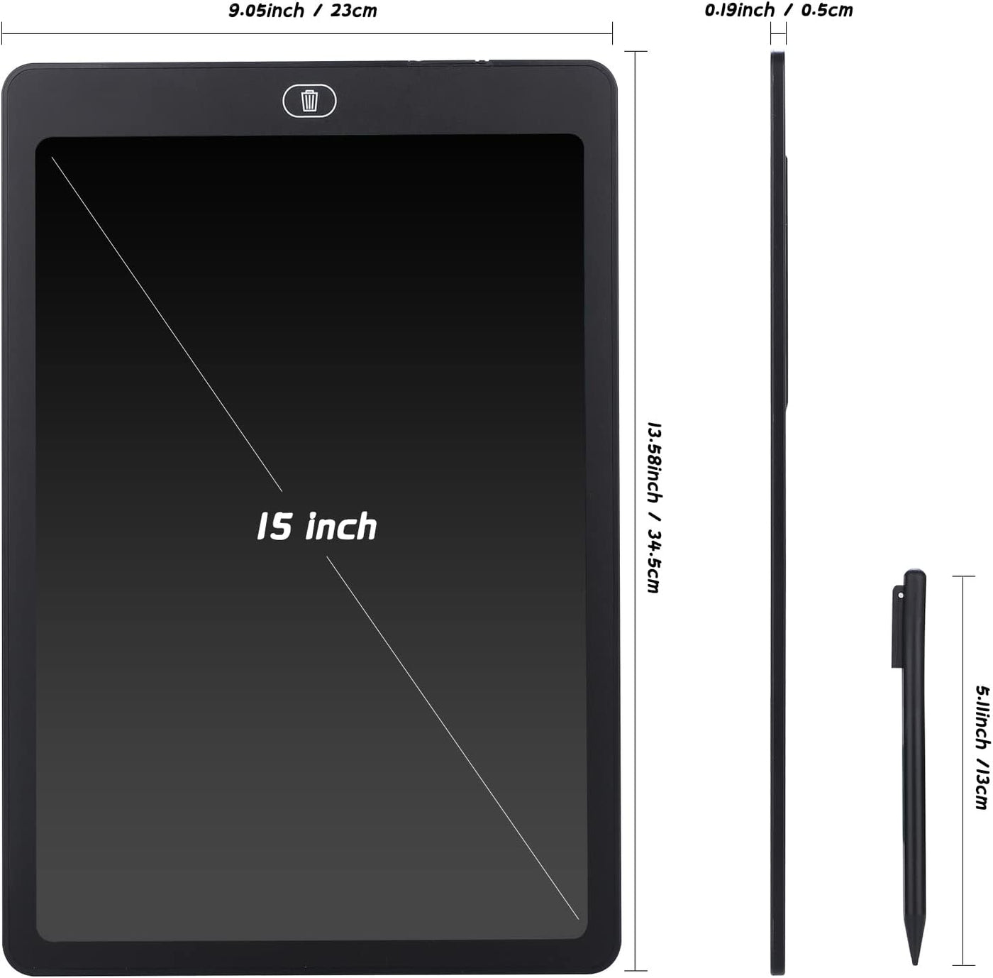 Placa de redação de LCD de 15 polegadas - quadro de desenho eletrônico para crianças e adultos