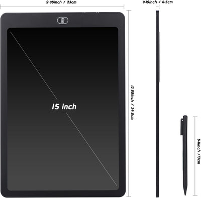 Placa de redação de LCD de 15 polegadas - quadro de desenho eletrônico para crianças e adultos