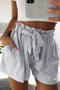 Shorts femininos com cintura de papel e corte informal -to -cort cinto