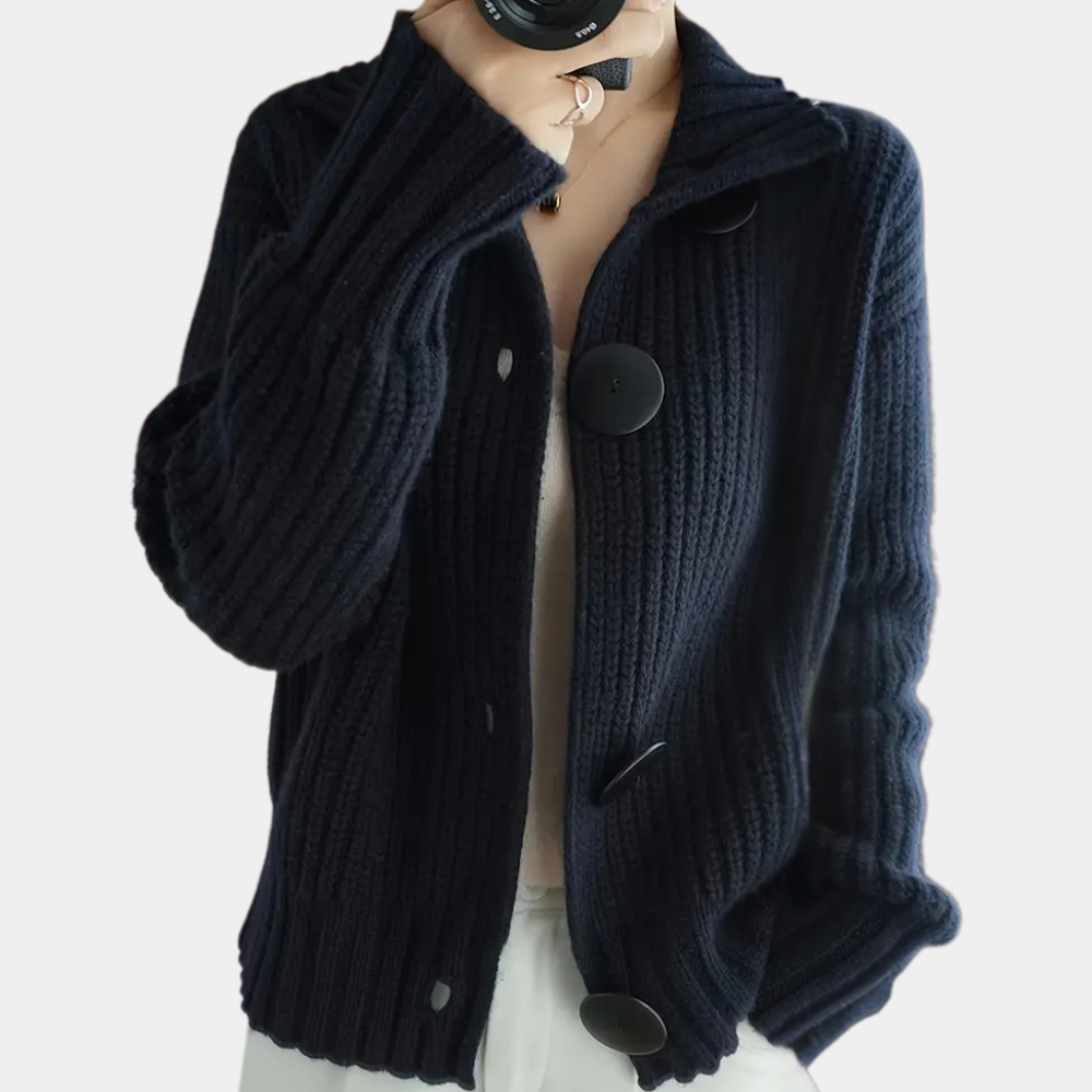 Chaqueta de punto grueso con botones para mujer