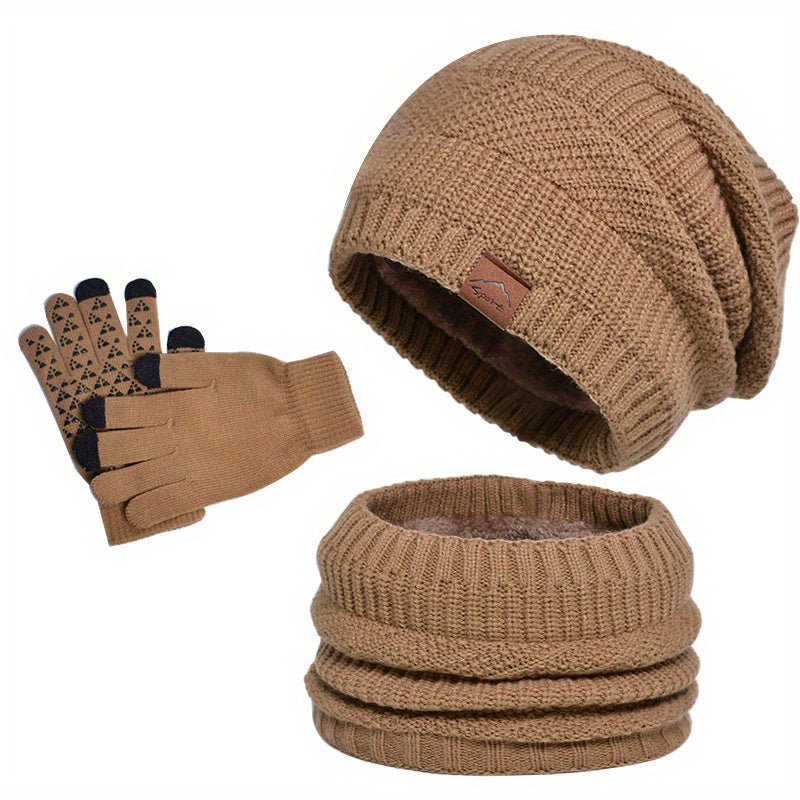 Jogo de 3 peças de pelúcia de inverno para homem