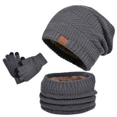 Jogo de 3 peças de pelúcia de inverno para homem
