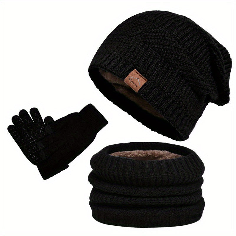 Jogo de 3 peças de pelúcia de inverno para homem