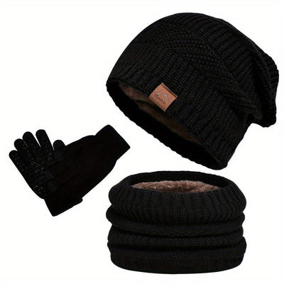 Jogo de 3 peças de pelúcia de inverno para homem