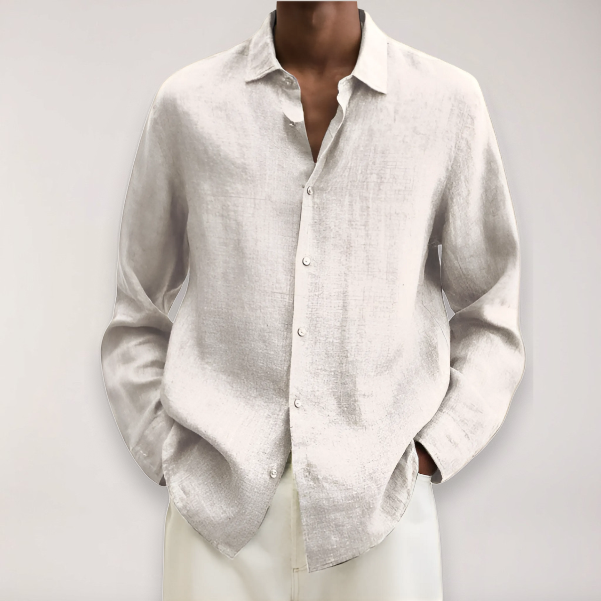 Camisa de linho com longa e longa e masculina - camisa de verão respirável em várias cores