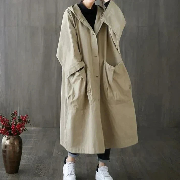 Gabardina clássica oversize para mulher com cinto