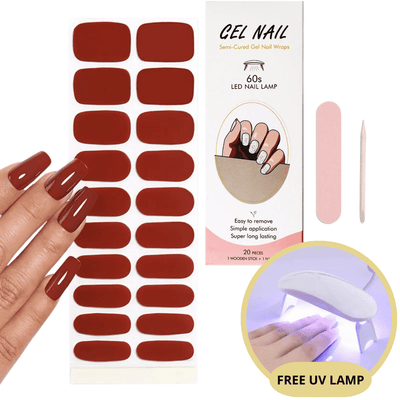 Set of nail gel stickers with UV lamp