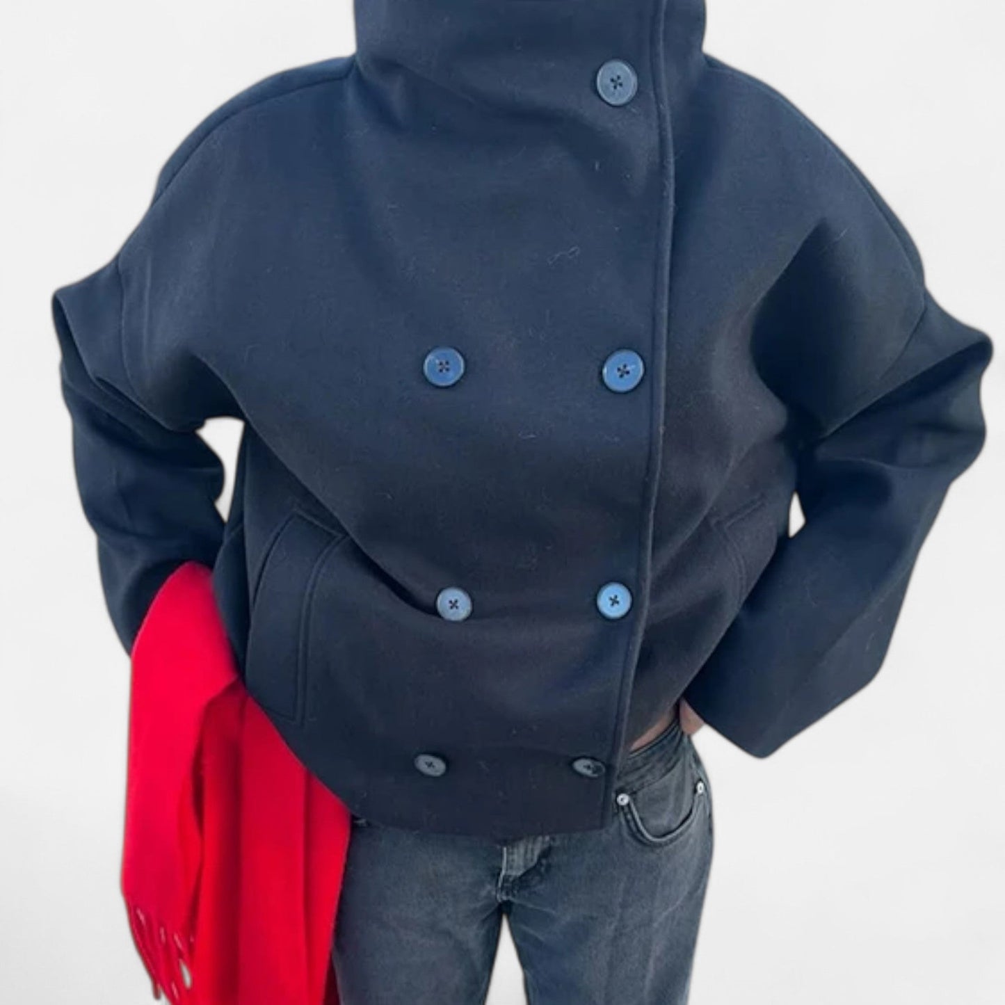 Damen Kurzmantel Hoher Kragen Chic
