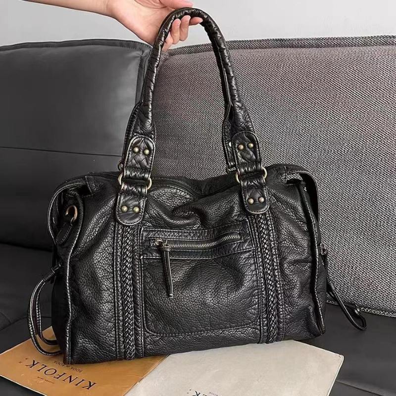 Rachela | Grand sac noir | Cuir doux de haute qualité