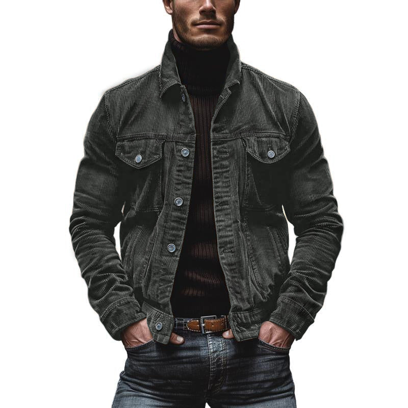 Chaqueta vintage con bolsillos en el pecho para hombre