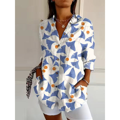 Blusa floral com botões femininos