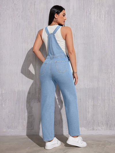 Kristine | Corte reto de macaco de cowboy azul claro