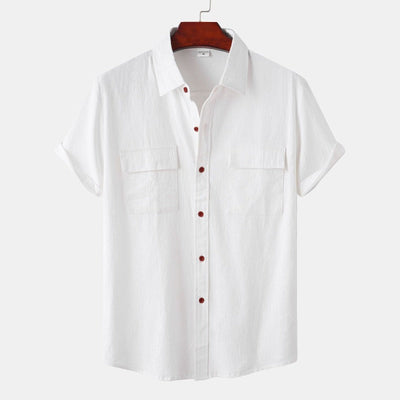 Camisas de linho de mangá curtas camisas masculinas