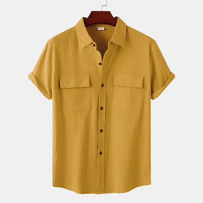 Camisas de linho de mangá curtas camisas masculinas