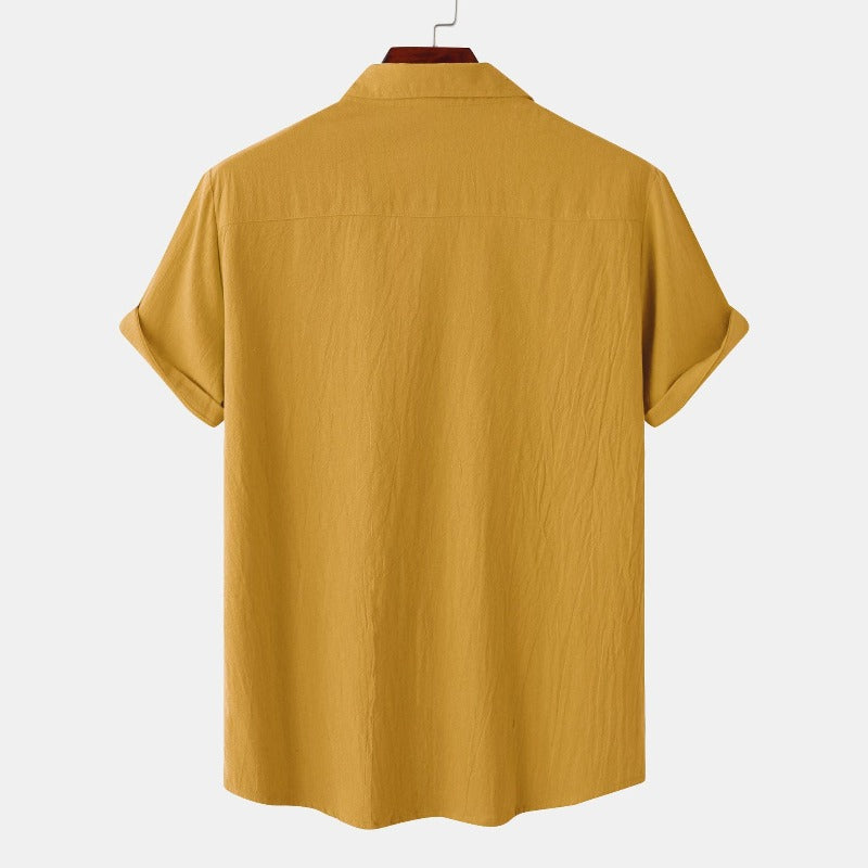 Camisas de linho de mangá curtas camisas masculinas