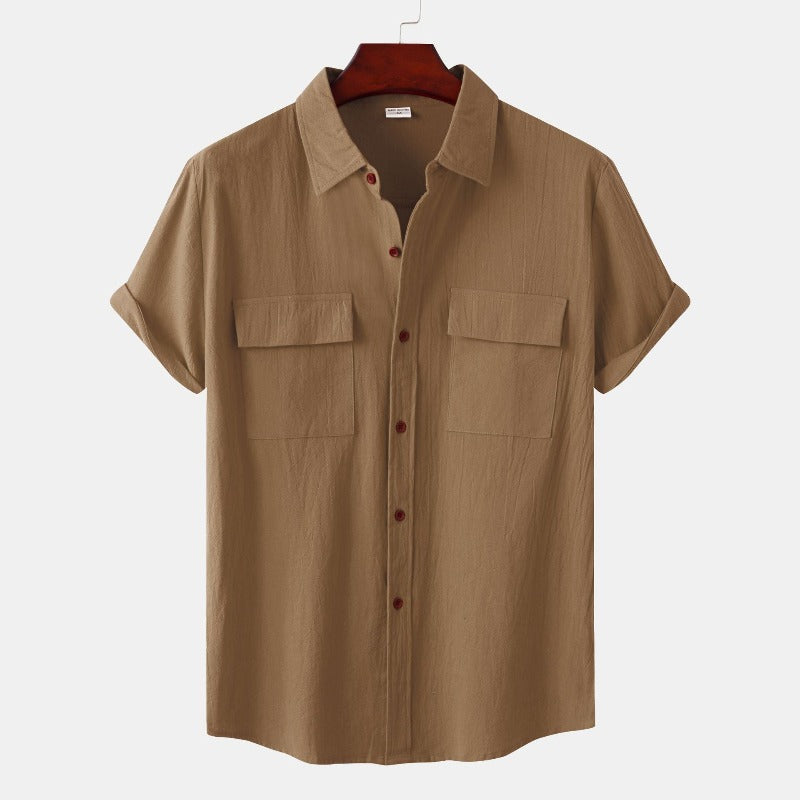 Camisas de linho de mangá curtas camisas masculinas