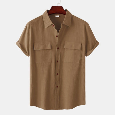 Camisas de linho de mangá curtas camisas masculinas
