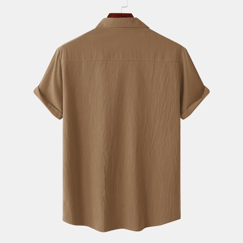 Camisas de linho de mangá curtas camisas masculinas
