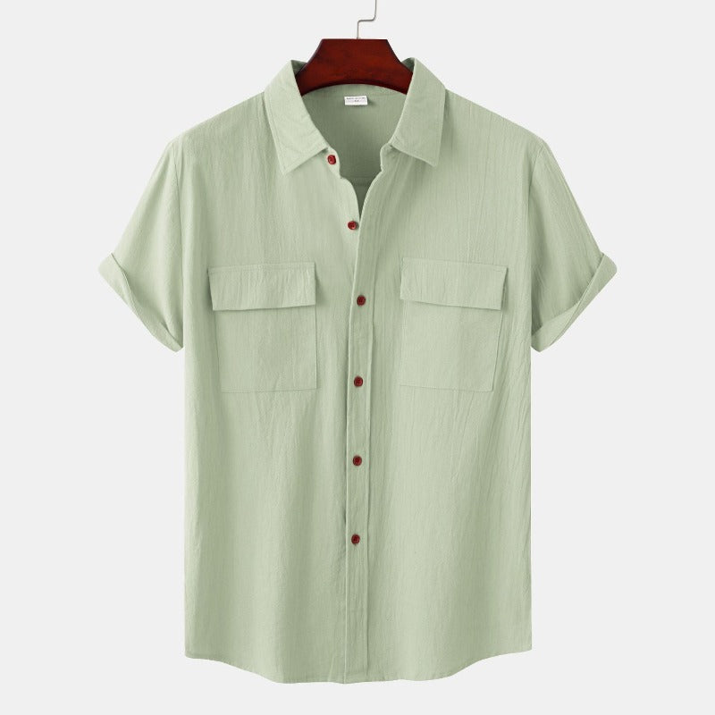 Camisas de linho de mangá curtas camisas masculinas