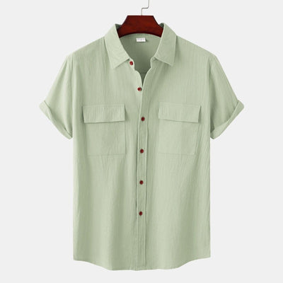 Camisas de linho de mangá curtas camisas masculinas