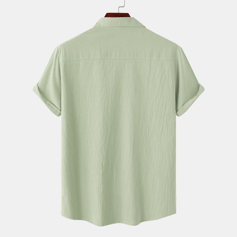 Camisas de linho de mangá curtas camisas masculinas