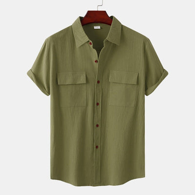 Camisas de linho de mangá curtas camisas masculinas