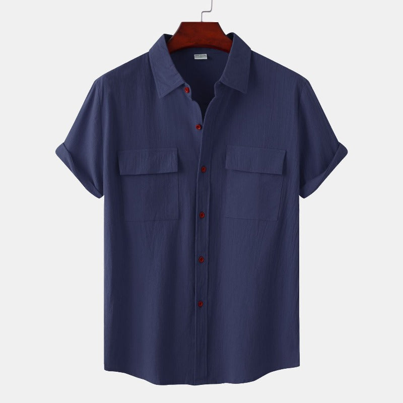Camisas de linho de mangá curtas camisas masculinas