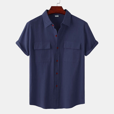 Camisas de linho de mangá curtas camisas masculinas