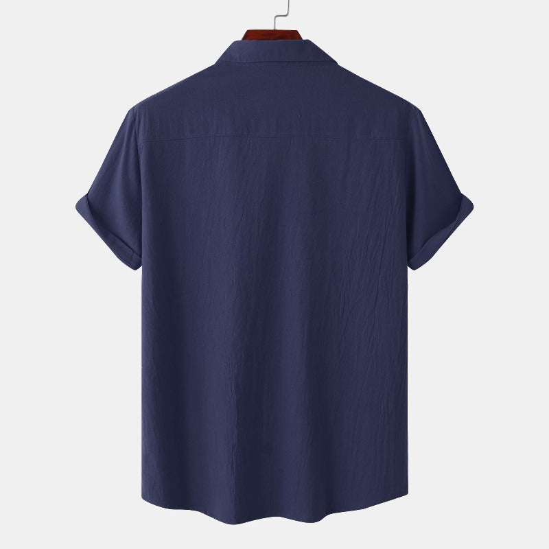 Camisas de linho de mangá curtas camisas masculinas