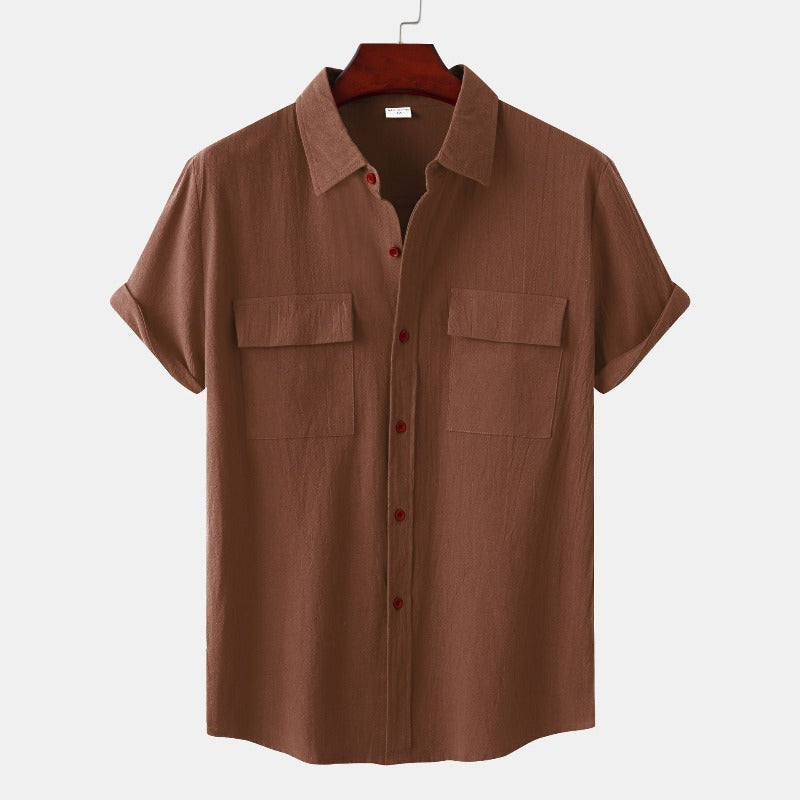 Camisas de linho de mangá curtas camisas masculinas
