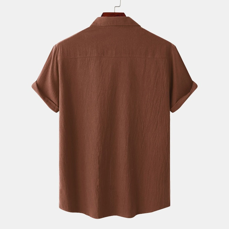 Camisas de linho de mangá curtas camisas masculinas