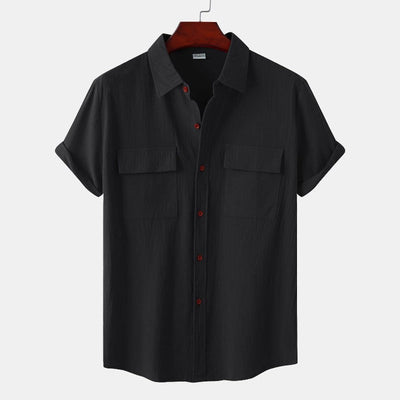 Camisas de linho de mangá curtas camisas masculinas
