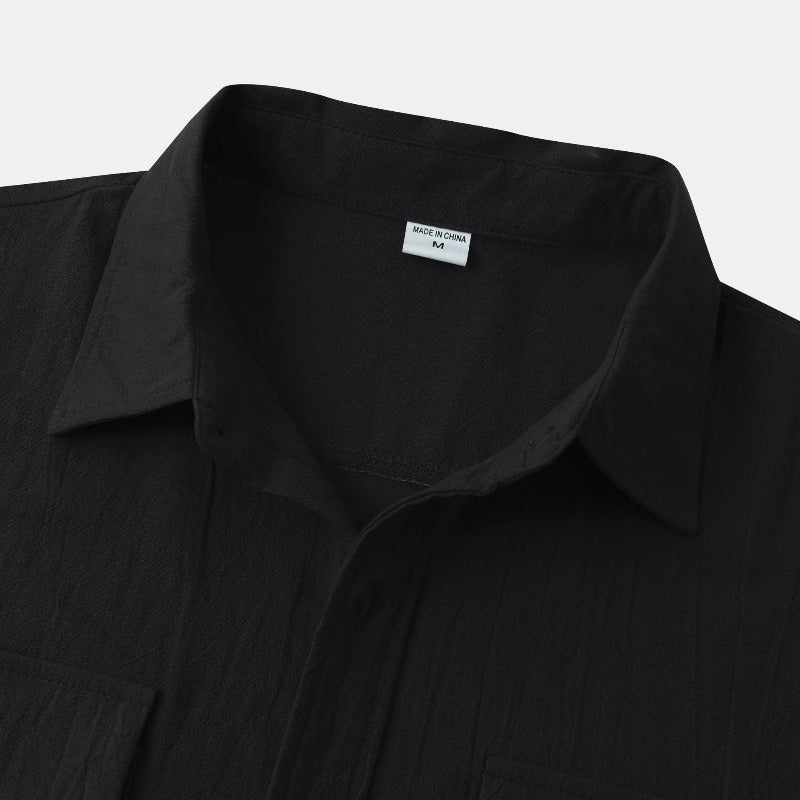 Camisas de linho de mangá curtas camisas masculinas