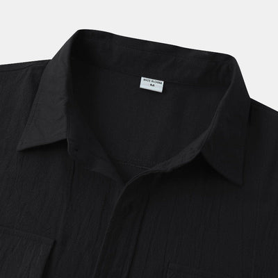 Camisas de linho de mangá curtas camisas masculinas