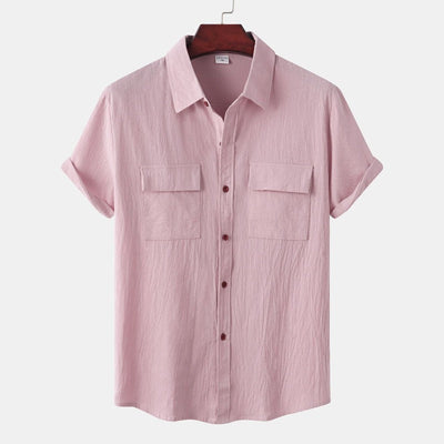 Camisas de linho de mangá curtas camisas masculinas