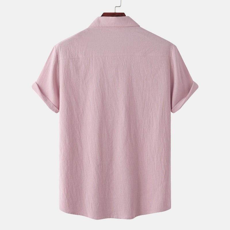 Camisas de linho de mangá curtas camisas masculinas