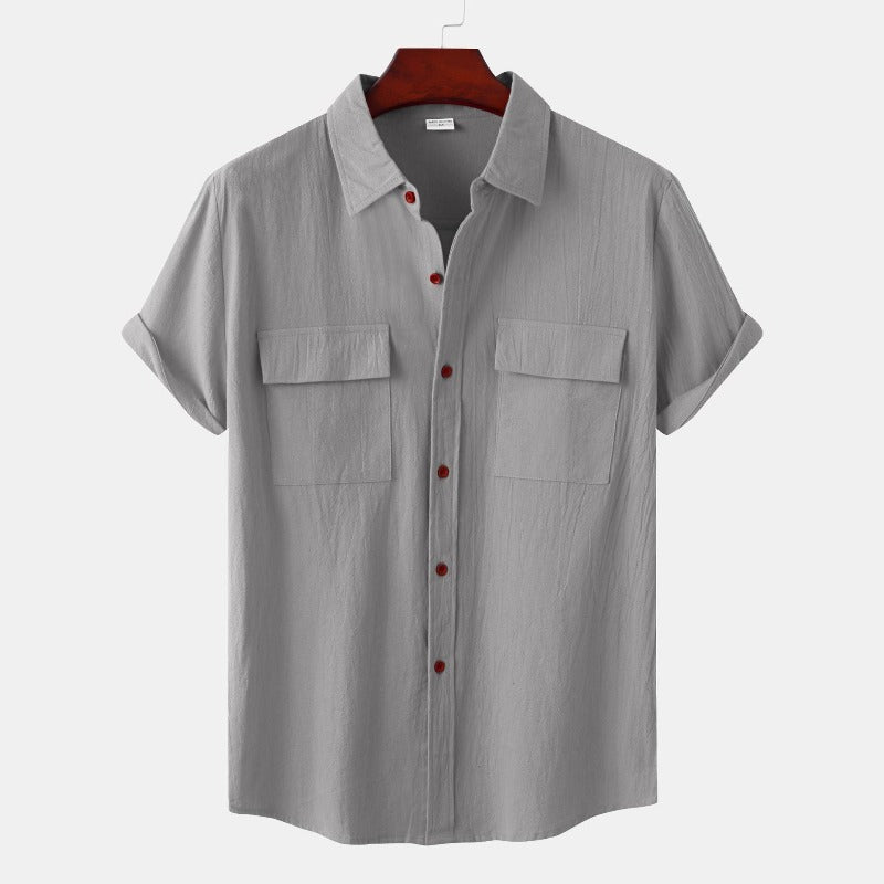 Camisas de linho de mangá curtas camisas masculinas
