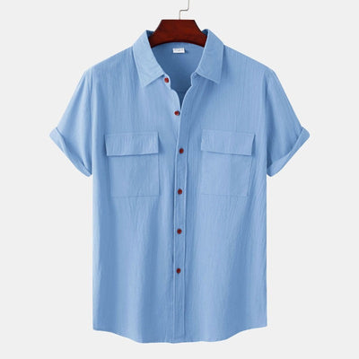 Camisas de linho de mangá curtas camisas masculinas