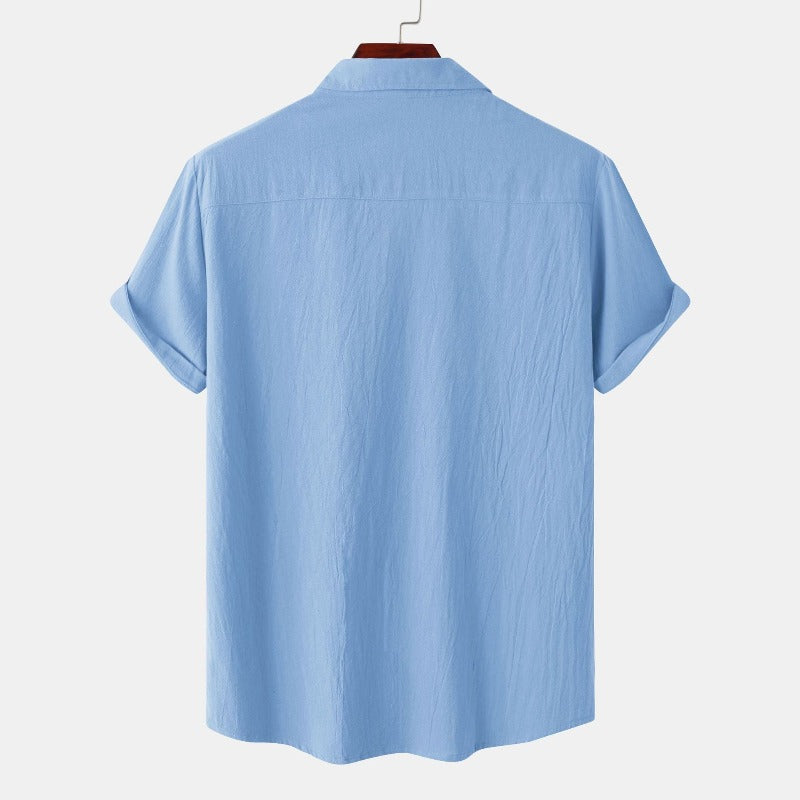 Camisas de linho de mangá curtas camisas masculinas